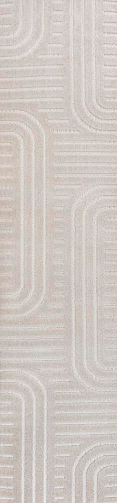 Verde High-Low MidCentury Modern Arch Stripe Two-Tone Indoor/Outdoor Area Rug