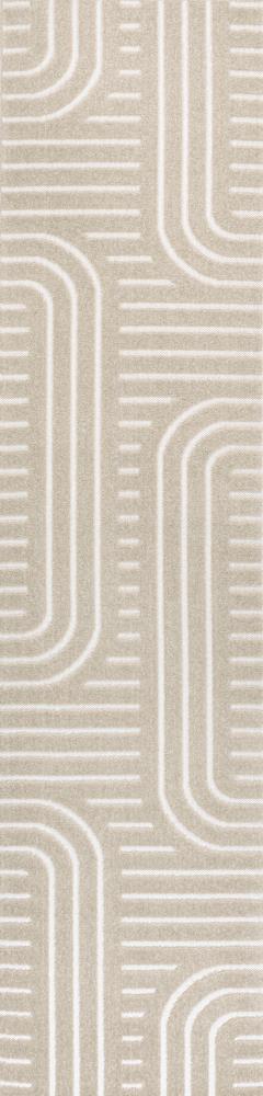 Verde High-Low MidCentury Modern Arch Stripe Two-Tone Indoor/Outdoor Area Rug