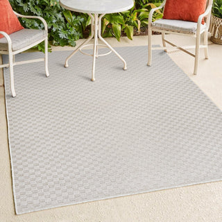 Tartan High-Low Modern Minimalist Checkered Monotone Indoor/Outdoor Area Rug