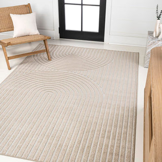 Sophia High-Low MidCentury Modern Arch Stripe Two-Tone Indoor/Outdoor Area Rug