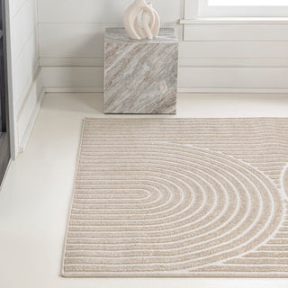 Sophia High-Low MidCentury Modern Arch Stripe Two-Tone Indoor/Outdoor Area Rug