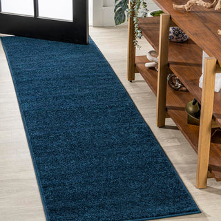 Trivor Haze Solid Low-Pile Area Rug Navy