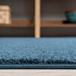 Trivor Haze Solid Low-Pile Area Rug Navy