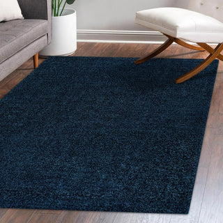 Trivor Haze Solid Low-Pile Area Rug Navy