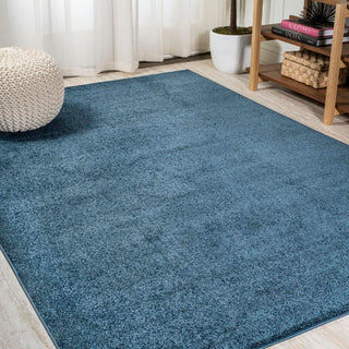 Trivor Haze Solid Low-Pile Area Rug Navy