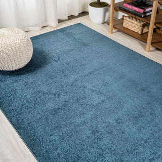 Trivor Haze Solid Low-Pile Area Rug Navy