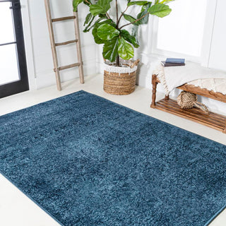 Trivor Haze Solid Low-Pile Area Rug Navy