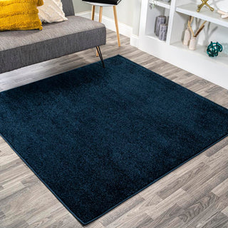 Trivor Haze Solid Low-Pile Area Rug Navy