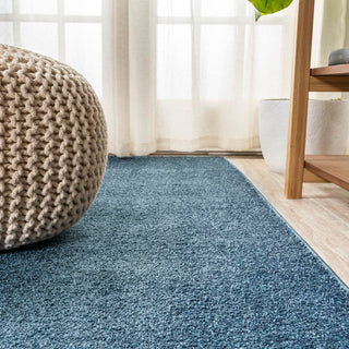 Trivor Haze Solid Low-Pile Area Rug Navy