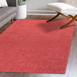 Trivor Haze Solid Low-Pile Area Rug Red