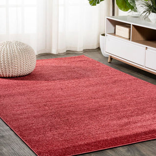 Trivor Haze Solid Low-Pile Area Rug Red