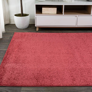 Trivor Haze Solid Low-Pile Area Rug Red