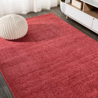 Trivor Haze Solid Low-Pile Area Rug Red