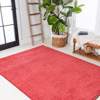 Trivor Haze Solid Low-Pile Area Rug Red