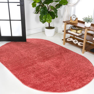 Trivor Haze Solid Low-Pile Area Rug Red