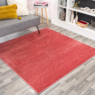 Trivor Haze Solid Low-Pile Area Rug Red