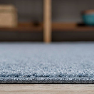 Trivor Haze Solid Low-Pile Area Rug Classic Blue