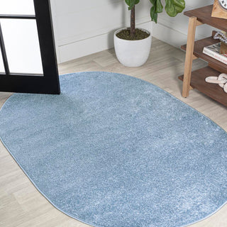 Trivor Haze Solid Low-Pile Area Rug Classic Blue