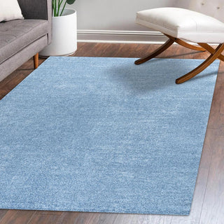 Trivor Haze Solid Low-Pile Area Rug Classic Blue