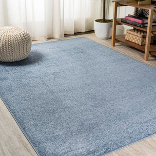 Trivor Haze Solid Low-Pile Area Rug Classic Blue