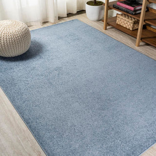 Trivor Haze Solid Low-Pile Area Rug Classic Blue