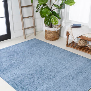 Trivor Haze Solid Low-Pile Area Rug Classic Blue