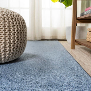 Trivor Haze Solid Low-Pile Area Rug Classic Blue