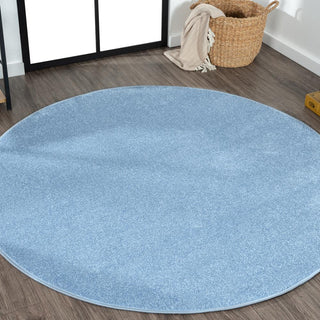 Trivor Haze Solid Low-Pile Area Rug Classic Blue