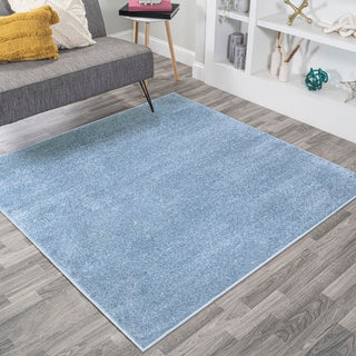 Trivor Haze Solid Low-Pile Area Rug Classic Blue