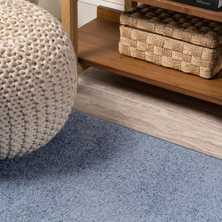 Trivor Haze Solid Low-Pile Area Rug Classic Blue