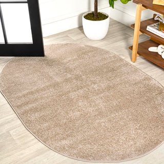 Trivor Haze Solid Low-Pile Area Rug Beige