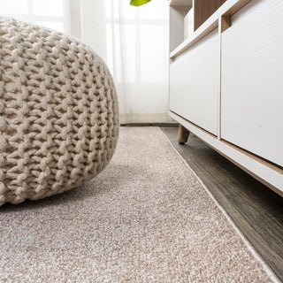 Trivor Haze Solid Low-Pile Area Rug Beige