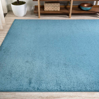 Trivor Haze Solid Low-Pile Area Rug Turquoise