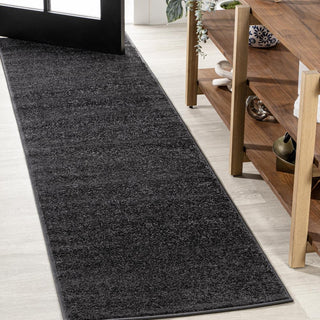 Trivor Haze Solid Low-Pile Area Rug Black