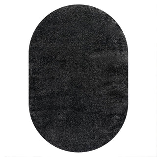 Trivor Haze Solid Low-Pile Area Rug Black