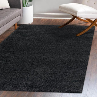 Trivor Haze Solid Low-Pile Area Rug Black