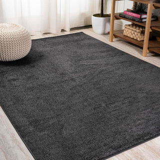 Trivor Haze Solid Low-Pile Area Rug Black