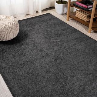 Trivor Haze Solid Low-Pile Area Rug Black