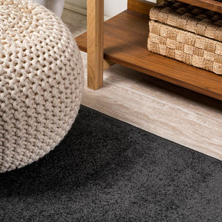 Trivor Haze Solid Low-Pile Area Rug Black