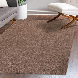 Trivor Haze Solid Low-Pile Area Rug Brown