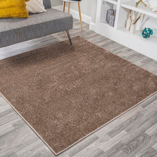 Trivor Haze Solid Low-Pile Area Rug Brown