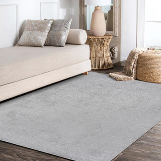 Trivor Haze Solid Low-Pile Area Rug Light Gray