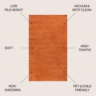 Trivor Haze Solid Low-pile Area Rug Orange