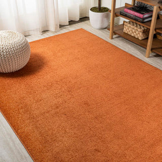 Trivor Haze Solid Low-pile Area Rug Orange