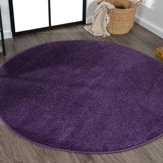 Trivor Haze Solid Low-pile Area Rug Purple