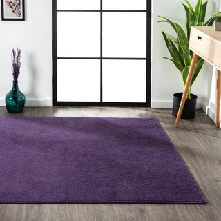 Trivor Haze Solid Low-pile Area Rug Purple