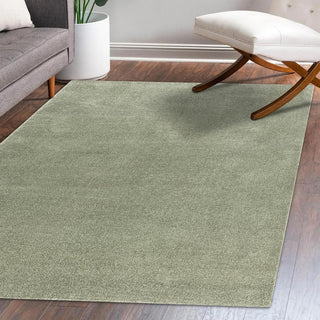 Trivor Haze Solid Low-pile Area Rug Green