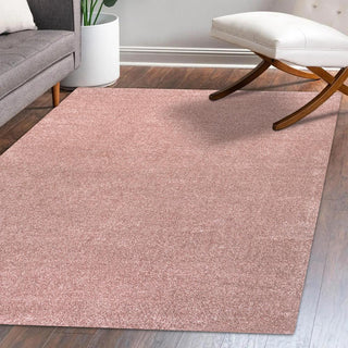 Trivor Haze Solid Low-pile Area Rug Pink