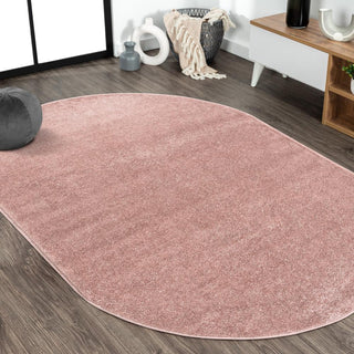 Trivor Haze Solid Low-pile Area Rug Pink