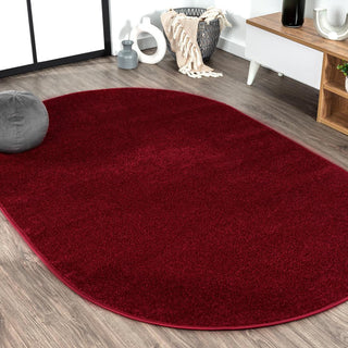 Trivor Haze Solid Low-pile Area Rug Dark Red